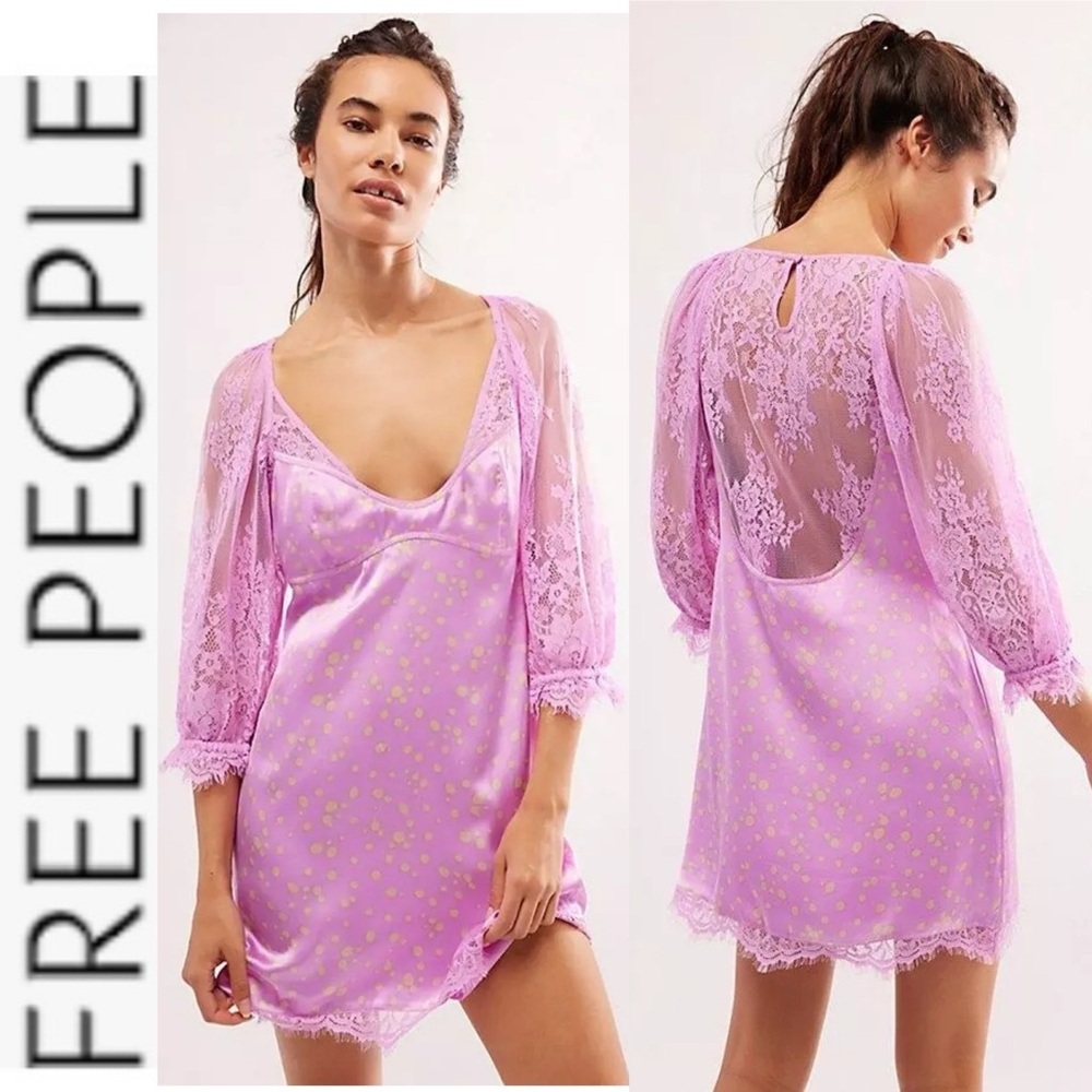NWT Free People About That Mini Dress in Iris Combo small